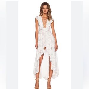The Jerset Diaries white lace ruffle dress, size S